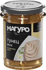 Тунец полосатый филе в оливковом масле стеклянная банка 200 гр (Магуро) в Воронеже. Картинка