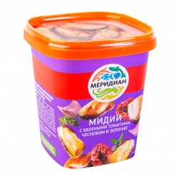 Мидии в масле с вялеными томатами,чесноком и зеленью "Меридиан" 270г "Меридиан" в Воронеже. Картинка