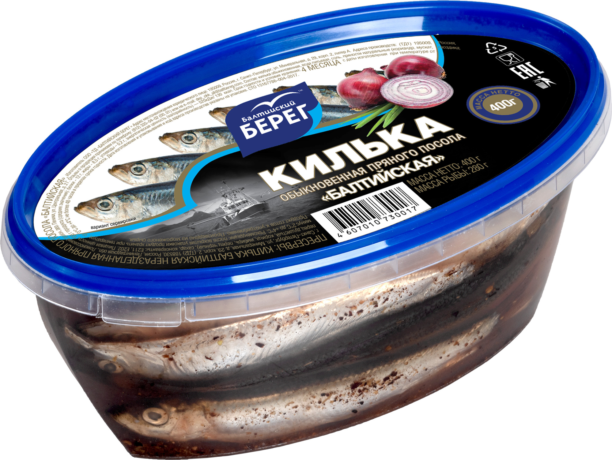 Килька пряного посола "Балтийская" "Балтийский Берег" 400г в Воронеже. Картинка