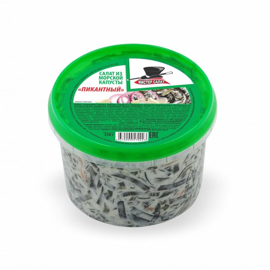 Салат из морской капусты Пикантный  в майонезе "Мистер салат"  250г "Мистер салат" в Воронеже. Картинка