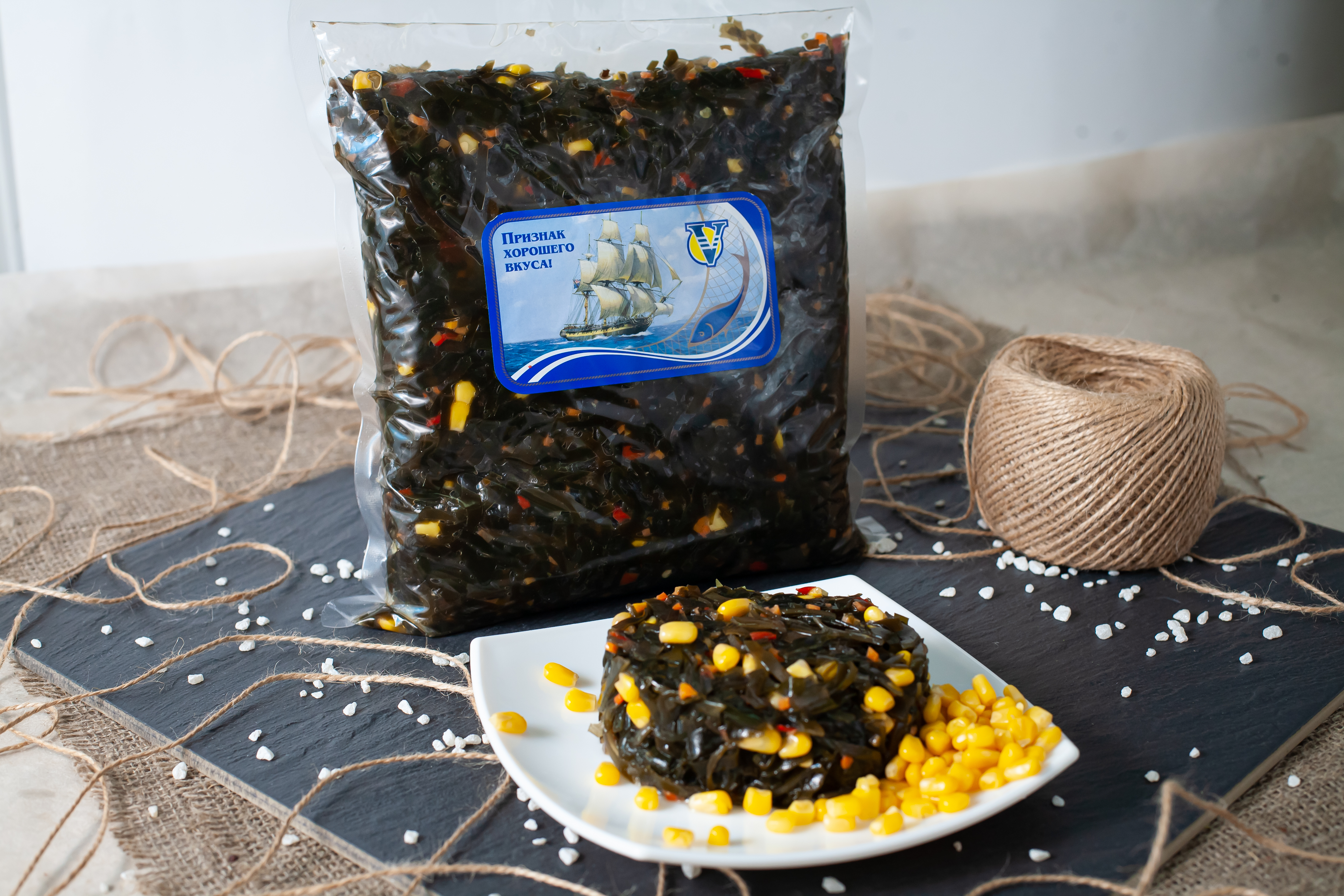 Салат из морской капусты с кукурузой"Орегона" 2 кг в пакете в Воронеже. Картинка