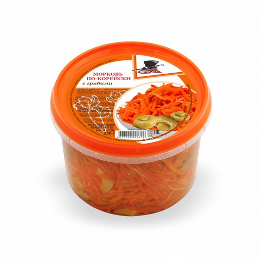 Салат из моркови по-корейски с грибами "Мистер салат" 250г "Мистер салат" в Воронеже. Картинка